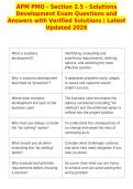 APM PMQ - Section 2&period;5 - Solutions&NewLine;Development Exam Questions and&NewLine;Answers with Verified Solutions &vert; Latest&NewLine;Updated 2026
