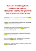 NURS 5357 Neurobiology Exam 3 comprehensive questions &lowbar; FREQUENTLY MOST TESTED QUESTIONS AND VERIFIED SOLUTIONS &commat; 2026