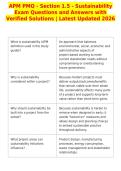 APM PMQ - Section 1&period;5 - Sustainability&NewLine;Exam Questions and Answers with&NewLine;Verified Solutions &vert; Latest Updated 2026&NewLine;