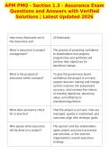 APM PMQ - Section 1&period;3 - Assurance Exam&NewLine;Questions and Answers with Verified&NewLine;Solutions &vert; Latest Updated 2026&NewLine;