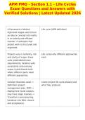 APM PMQ - Section 1&period;1 - Life Cycles&NewLine;Exam Questions and Answers with&NewLine;Verified Solutions &vert; Latest Updated 2026