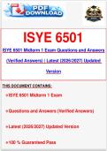 ISYE 6501 Midterm 1 Exam Questions and Answers &lpar;Verified Answers&rpar; &vert; Latest &lpar;2026&sol;2027&rpar; Updated Version