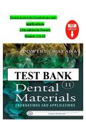 Test Bank&colon; Dental Materials Foundations and Applications 11th Edition by Powers