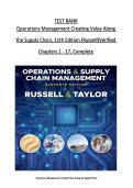 TEST BANK For Operations and Supply Chain Management&comma; 11th Edition by Roberta S&period; Russell&comma; Bernard W&period; Taylor&comma; Verified Chapters 1 - 17&comma; Complete Newest Version