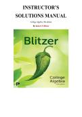 Instructor's Solutions Manual for College Algebra&comma; 9th edition by Robert Blitzer&comma; Chapter 1-8 &vert; All Chapters