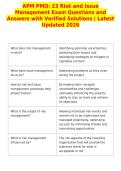APM PMQ&colon; 23 Risk and Issue&NewLine;Management Exam Questions and&NewLine;Answers with Verified Solutions &vert; Latest&NewLine;Updated 2026