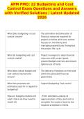 APM PMQ&colon; 22 Budgeting and Cost&NewLine;Control Exam Questions and Answers&NewLine;with Verified Solutions &vert; Latest Updated&NewLine;2026