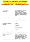 APM PMQ&colon; 21 Resource Management&NewLine;Exam Questions and Answers with&NewLine;Verified Solutions &vert; Latest Updated 2026