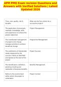 APM PMQ Exam revision Questions and&NewLine;Answers with Verified Solutions &vert; Latest&NewLine;Updated 2026&NewLine;