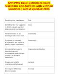 APM PMQ Basic Definitions Exam&NewLine;Questions and Answers with Verified&NewLine;Solutions &vert; Latest Updated 2026&NewLine;
