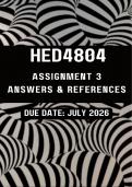 HED4804 Assignment 3 &lpar;Answers and References&rpar; &lbrace;Due Date July 2026&rcub;