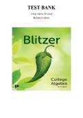 Test Bank for College Algebra&comma; 9th edition by Robert Blitzer&comma; Chapter 1-8 &vert; All Chapters 