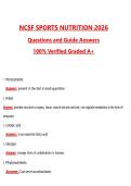 NCSF Sports Nutrition &lpar;Latest 2026&sol;2027 Update&rpar; Complete Questions and Guide Answers&comma; 100&percnt; Verified Graded A&plus;