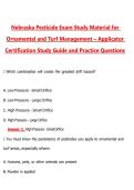 Nebraska Pesticide Exam Study Material for Ornamental and Turf Management &ndash; Applicator Certification Study Guide &lpar;Latest 2026&sol;2027 Update&rpar; Guide Answers&comma; 100&percnt; Verified Graded A&plus;