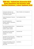 ARM 401 - Holistically Assessing Risk&NewLine;Exam Questions and Answers with&NewLine;Verified Solutions &vert; Latest Updated 2026