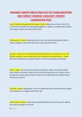 MASSAGE THERAPY MBLEX PRACTICE TEST EXAM QUESTIONS &NewLine;AND CORRECT ANSWERS &vert;2026&sol;2027 UPDATED &NewLine;&vert;GUARANTEED PASS&period; 