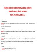 Nightingale College Pathophysiology Midterm &lpar;Latest 2026&sol;2027 Update&rpar; Complete Questions and Guide Answers&comma; 100&percnt; Verified Graded A&plus;