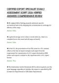 CERTIFIED EXPORT SPECIALIST EXAM 2&NewLine;ASSESSMENT SCRIPT 2026 VERIFIED&NewLine;ANSWERS COMPREHENSIVE REVIEW