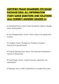 CERTIFIED FRAUD EXAMINERS CFE EXAMS&NewLine;PACKAGE DEAL ALL INFORMATION&NewLine;STUDY GUIDE QUESTIONS AND SOLUTIONS&NewLine;2026 CORRECT ANSWERS GRADED A&plus;