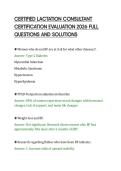 CERTIFIED LACTATION CONSULTANT&NewLine;CERTIFICATION EVALUATION 2026 FULL&NewLine;QUESTIONS AND SOLUTIONS