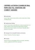 CERTIFIED LACTATION COUNSELOR FINAL&NewLine;PAPER 2026 FULL QUESTIONS AND&NewLine;CORRECT ANSWERS