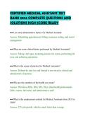 CERTIFIED MEDICAL ASSISTANT TEST&NewLine;BANK 2026 COMPLETE QUESTIONS AND&NewLine;SOLUTIONS HIGH SCORE READY