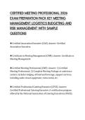 CERTIFIED MEETING PROFESSIONAL 2026&NewLine;EXAM PREPARATION PACK KEY MEETING&NewLine;MANAGEMENT LOGISTICS BUDGETING AND&NewLine;RISK MANAGEMENT WITH SAMPLE&NewLine;QUESTIONS