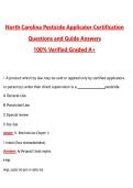 North Carolina Pesticide Applicator Certification &lpar;Latest 2026&sol;2027 Update&rpar; Complete Questions and Guide Answers&comma; 100&percnt; Verified Graded A&plus;