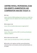 CERTIFIED PAYROLL PROFESSIONAL EXAM&NewLine;2026 BENEFITS ADMINISTRATION AND&NewLine;COMPENSATION ANALYSIS TOOLKIT A&plus;