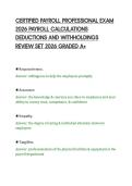 CERTIFIED PAYROLL PROFESSIONAL EXAM&NewLine;2026 PAYROLL CALCULATIONS&NewLine;DEDUCTIONS AND WITHHOLDINGS&NewLine;REVIEW SET 2026 GRADED A&plus;