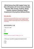 HESI A2 Entrance Exam 2026 Complete Practice Test &NewLine;Bank &vert; 200 Questions with Correct Answers & Detailed &NewLine;Rationales &vert; Math&comma; Grammar&comma; Vocabulary&comma; Biology&comma; &NewLine;Chemistry&comma; Anatomy & Physiology&comma; Reading Comprehension & Nursing School Admission Review&period; HESI A2