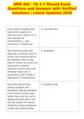 ARM 402 - Ch 1-7 Missed Exam&NewLine;Questions and Answers with Verified&NewLine;Solutions &vert; Latest Updated 2026