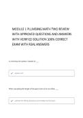 MODULE 1 PLUMBING MATH TWO REVIEW WITH COMPLETE QUESTIONS AND ANSWERS & VERIFIED SOLUTIONS