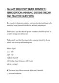 SAE 609 2026 STUDY GUIDE COMPLETE&NewLine;REFRIGERATION AND HVAC SYSTEMS THEORY&NewLine;AND PRACTICE QUESTIONS