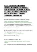 SAFE 6&period;0 PRODUCT OWNER&NewLine;PRODUCT MANAGEMENT CERT&NewLine;STUDY GUIDE UPDATED ACTUAL&NewLine;EXAM PAPER 2026 COMPLETE&NewLine;QUESTIONS AND CORRECT&NewLine;ANSWERS GRADED A&plus;&NewLine;