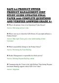 SAFE 6&period;0 PRODUCT OWNER&NewLine;PRODUCT MANAGEMENT CERT&NewLine;STUDY GUIDE UPDATED FINAL&NewLine;PAPER 2026 COMPLETE QUESTIONS&NewLine;AND VERIFIED ANSWERS GRADE A&plus;&NewLine;