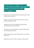 SAFE AGILE PRODUCT MANAGEMENT&NewLine;CERTIFICATION EVALUATION TEST PAPER&NewLine;2026 COMPLETE QUESTIONS AND&NewLine;CORRECT ANSWERS&NewLine;