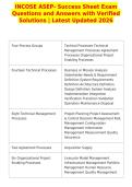 INCOSE ASEP- Success Sheet Exam&NewLine;Questions and Answers with Verified&NewLine;Solutions &vert; Latest Updated 2026&NewLine;