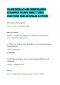 SALESFORCE ADMIN CERTIFICATION&NewLine;EXAMPREP REVIEW SHEET TESTED&NewLine;QUESTIONS AND ACCURATE ANSWERS&NewLine;