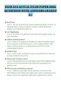 SANS 515 ACTUAL EXAM PAPER 2026&NewLine;QUESTIONS WITH ANSWERS GRADED&NewLine;A&plus;&NewLine;
