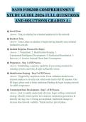 SANS FOR508 COMPREHENSIVE&NewLine;STUDY GUIDE 2026 FULL QUESTIONS&NewLine;AND SOLUTIONS GRADED A&plus;&NewLine;