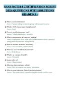 SANS MGT514 CERTIFICATION SCRIPT&NewLine;2026 QUESTIONS WITH SOLUTIONS&NewLine;GRADED A&plus;&NewLine;
