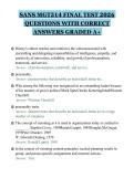 SANS MGT514 FINAL TEST 2026&NewLine;QUESTIONS WITH CORRECT&NewLine;ANSWERS GRADED A