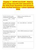 Chapter 7 - ASTM C31&sol;C31M - Making&NewLine;and curing concrete test specimens in&NewLine;the field Exam Questions and Answers&NewLine;with Verified Solutions &vert; Latest Updated&NewLine;2026