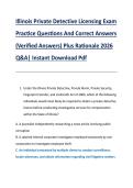 Illinois Private Detective Licensing Exam &NewLine;Practice Questions And Correct Answers &NewLine;&lpar;Verified Answers&rpar; Plus Rationale 2026 &NewLine;Q&A&vert; Instant Download Pdf 