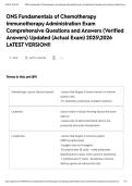 ONS Fundamentals of Chemotherapy Immunotherapy Administration Exam Comprehensive Questions and Answers &lpar;Verified Answers&rpar; Updated &lpar;Actual Exam&rpar; 20252026 LATEST VERSION&excl;&excl;&NewLine;&NewLine;