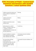ATPL Principles of Flight - Control Exam&NewLine;Questions and Answers with Verified&NewLine;Solutions &vert; Latest Updated 2026