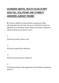 SAUNDERS MENTAL HEALTH EXAM SCRIPT&NewLine;2026 FULL SOLUTIONS AND CORRECT&NewLine;ANSWERS ALREADY PASSED