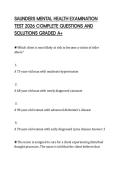 SAUNDERS MENTAL HEALTH EXAMINATION&NewLine;TEST 2026 COMPLETE QUESTIONS AND&NewLine;SOLUTIONS GRADED A&plus;