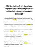 CRCR Certification Study Guide Exam Prep Practice Questions Comprehensive Answers and Detailed Explanations 2026&sol; 2027 